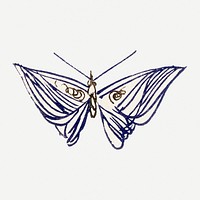Vintage butterfly, Japanese art, drawing design