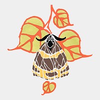 Moth clip art, vintage art deco design element vector