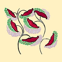 Art deco flower sticker, colorful clip art vector