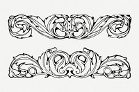 Ornament border sticker, vintage illustration psd, digitally enhanced from our own original copy of The Open Door to Independence (1915) by Thomas E. Hill.