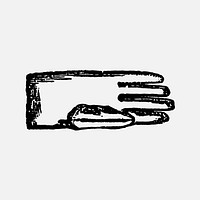 Gardener's glove sticker, black ink drawing vector, digitally enhanced from our own original copy of The Open Door to Independence (1915) by Thomas E. Hill.