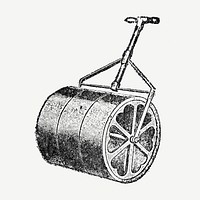 Lawn roller hand drawn illustration, digitally enhanced from our own original copy of The Open Door to Independence (1915) by Thomas E. Hill.