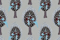 Aesthetic bird pattern, seamless Art Nouveau background in oriental style