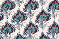 Aesthetic flower pattern, seamless Art Nouveau background in oriental style