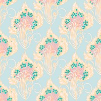 Pastel botanical pattern,  aesthetic Art Nouveau background in oriental style vector