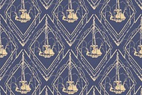 Aesthetic blue Art Deco pattern, seamless background in oriental style