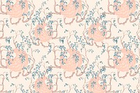 Pastel botanical pattern, aesthetic seamless Art Nouveau background in oriental style vector