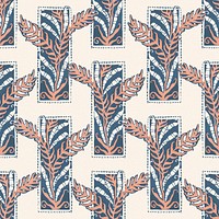 Pastel flower pattern, seamless Art Nouveau background in oriental style