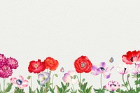Poppy flower border background, blank space, vintage Japanese art vector