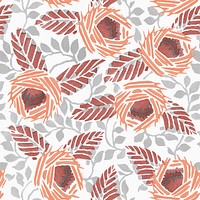 Aesthetic flower pattern backgrounds, vintage floral Art Nouveau fabric design vector