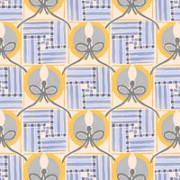 Pastel flower pattern backgrounds, vintage floral Art Deco fabric design vector