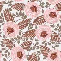 Aesthetic flower pattern backgrounds, vintage floral Art Nouveau fabric design vector