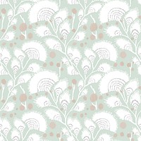 Pastel flower pattern backgrounds, vintage floral Art Deco fabric design vector