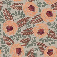 Aesthetic flower pattern backgrounds, vintage floral Art Nouveau fabric design vector