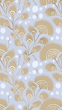 Aesthetic flower pattern phone wallpaper, Art Nouveau botanical background