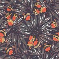 Aesthetic flower pattern backgrounds, vintage floral Art Nouveau fabric design vector