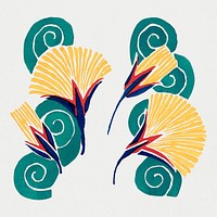 Aesthetic flower illustration, Art Nouveau botanical design