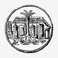 Roman medal clip art, classic illustration design element vector