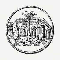 Roman medal clip art, classic illustration design element psd