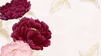 Japanese peony laptop wallpaper, vintage aesthetic background