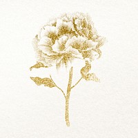 Peony flower clip art, gold botanical floral design