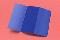 Blue tri-fold brochure on orange background 