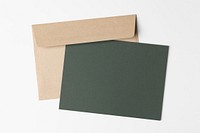Green greeting cad, beige envelope, earth tone invitation card design