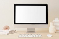 Aesthetic workspace, blank computer screen