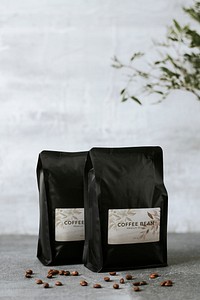 Black coffee bag, pouch packaging design
