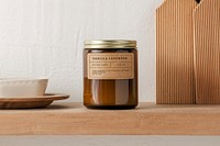 Scented candle, brown jar, home aromatic