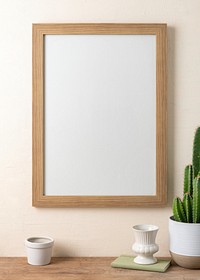 Minimal home decor, blank wooden picture frame