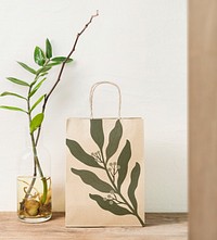 Botanical shopping bag, minimal design