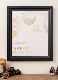 Aesthetic new year frame, Christmas home decoration