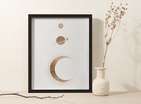 Gold galaxy design, picture frame wall art, beige home decor