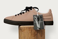 Brown canvas sneakers, street apparel with brand label