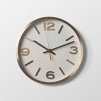 White round clock, realistic wall decoration design