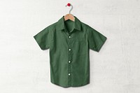 Green kids shirt, toddler size apparel with blank design space