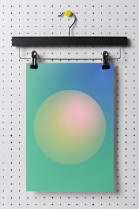 Green gradient poster, paper stationery realistic blank design space