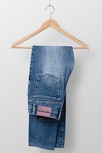 Pink jeans label, casual fashion branding