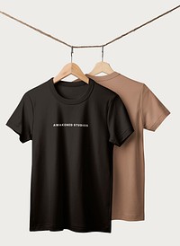 Black t-shirt mockup, simple apparel in unisex design psd