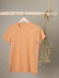 Orange t-shirt, simple apparel in unisex design with blank space