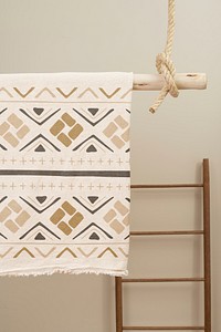 Printed towel, beige tribal pattern design