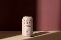 Aesthetic pastel pink soda can, blank design space