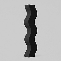Black wavy shape, abstract geometric design element
