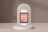 White smartwatch, aesthetic product backdrop design