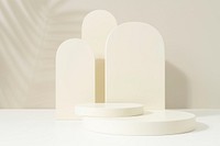 Abstract background with beige geometric 3d podiums