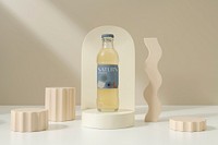 Kombucha glass bottle with aesthetic label, product branding design