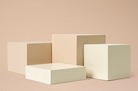 Abstract background with beige geometric 3d podiums