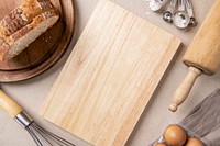 Cutting board, baking product backdrop with design space