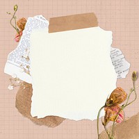 Aesthetic ripped paper note, stationery design